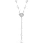 Swarovski collier Ariana Grande x Swarovski Y necklace Crystal pearl, Mixed cuts, Heart, White, Rhodium plated - 5720855