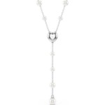 Swarovski collier Ariana Grande x Swarovski Y necklace Crystal pearl, Mixed cuts, Heart, White, Rhodium plated - 5720855