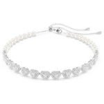 Swarovski collier Ariana Grande x Swarovski Tennis choker Mixed cuts, Heart, White, Rhodium plated - 5720861