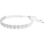 Swarovski collier Ariana Grande x Swarovski Tennis choker Mixed cuts, Heart, White, Rhodium plated - 5720861