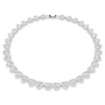 Swarovski collier Ariana Grande x Swarovski Tennis necklace Mixed cuts, Heart, White, Rhodium plated - 5720857