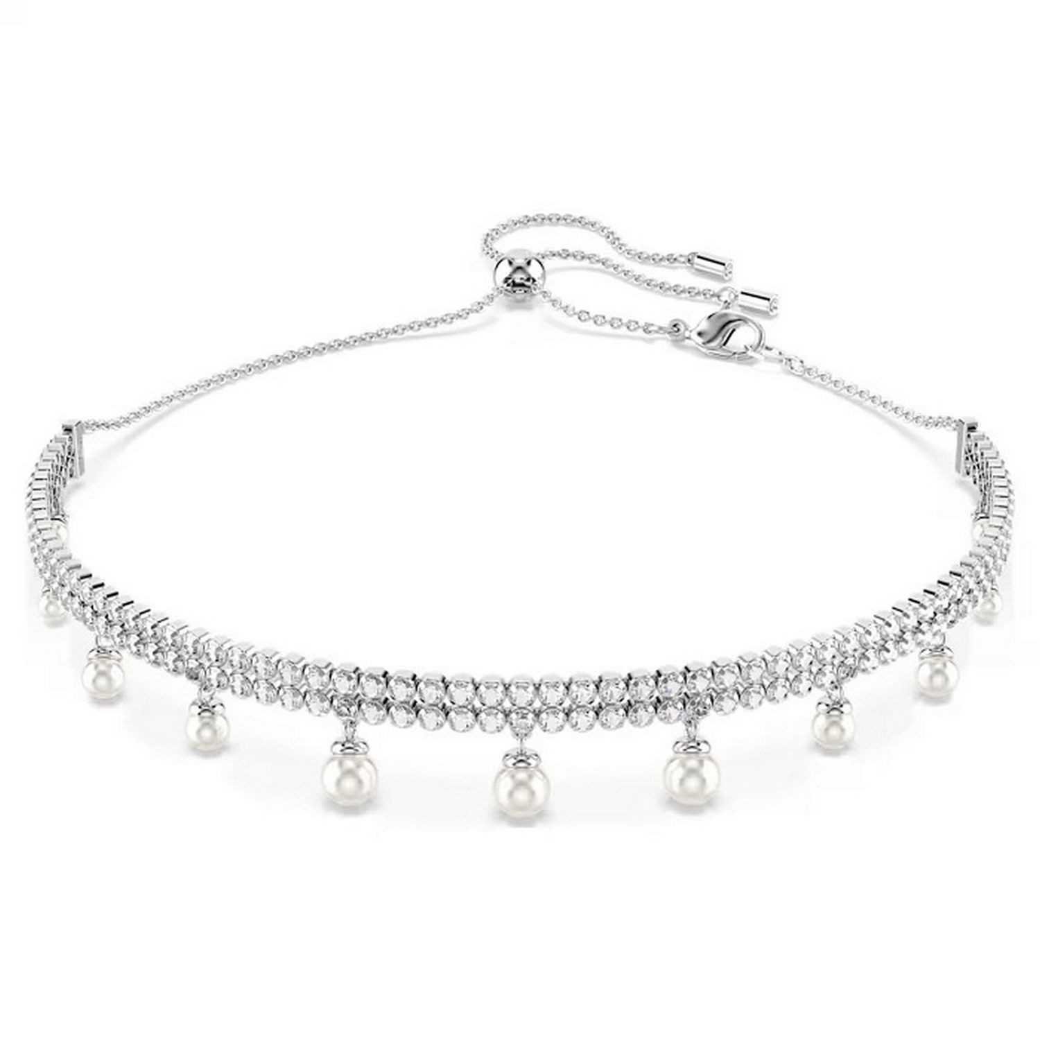 Swarovski collier Ariana Grande x Swarovski choker Crystal pearl, Round cut, White, Rhodium plated - 5720865