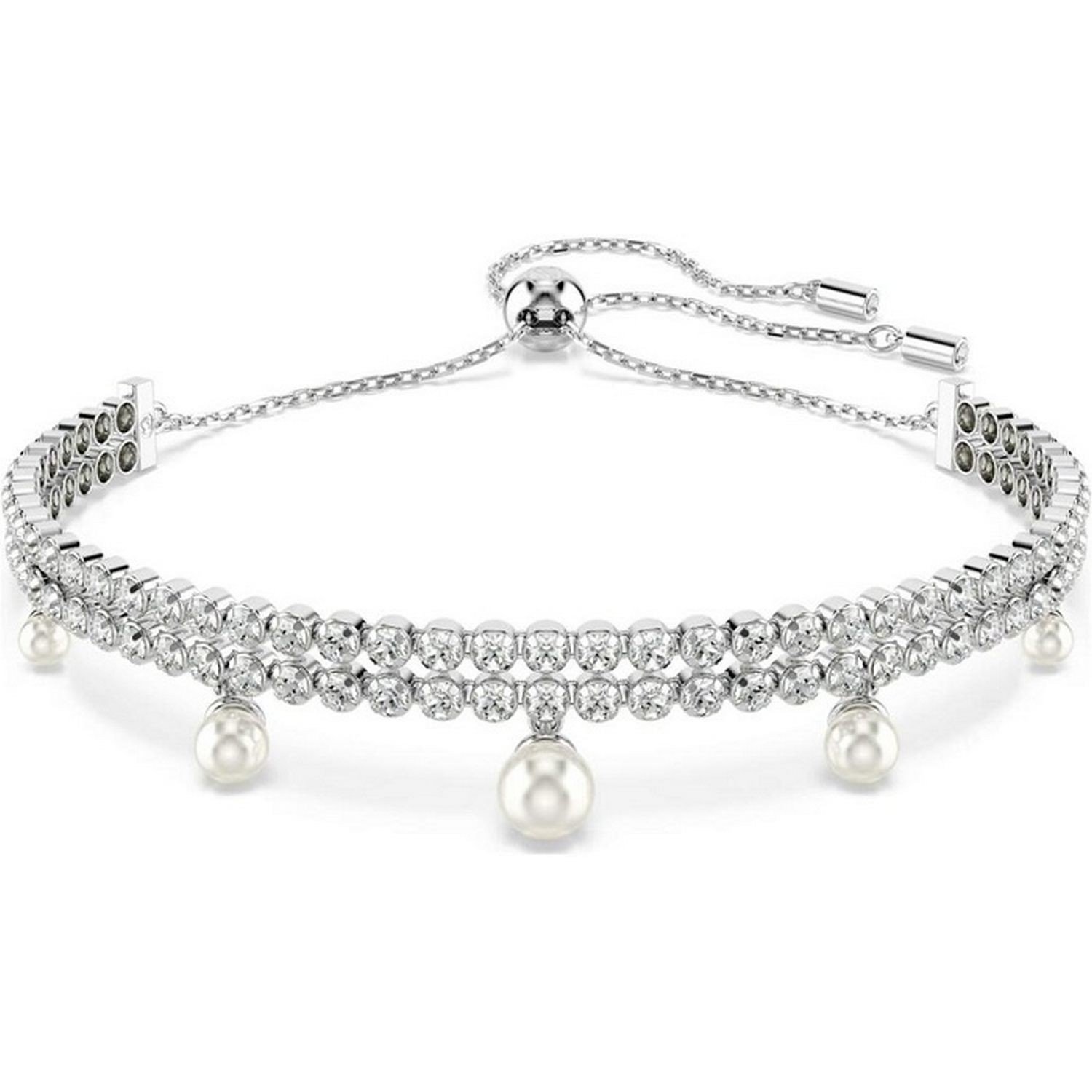 Swarovski armbånd Ariana Grande x Swarovski bracelet Crystal pearl, Round cut, White, Rhodium plated - 5720870