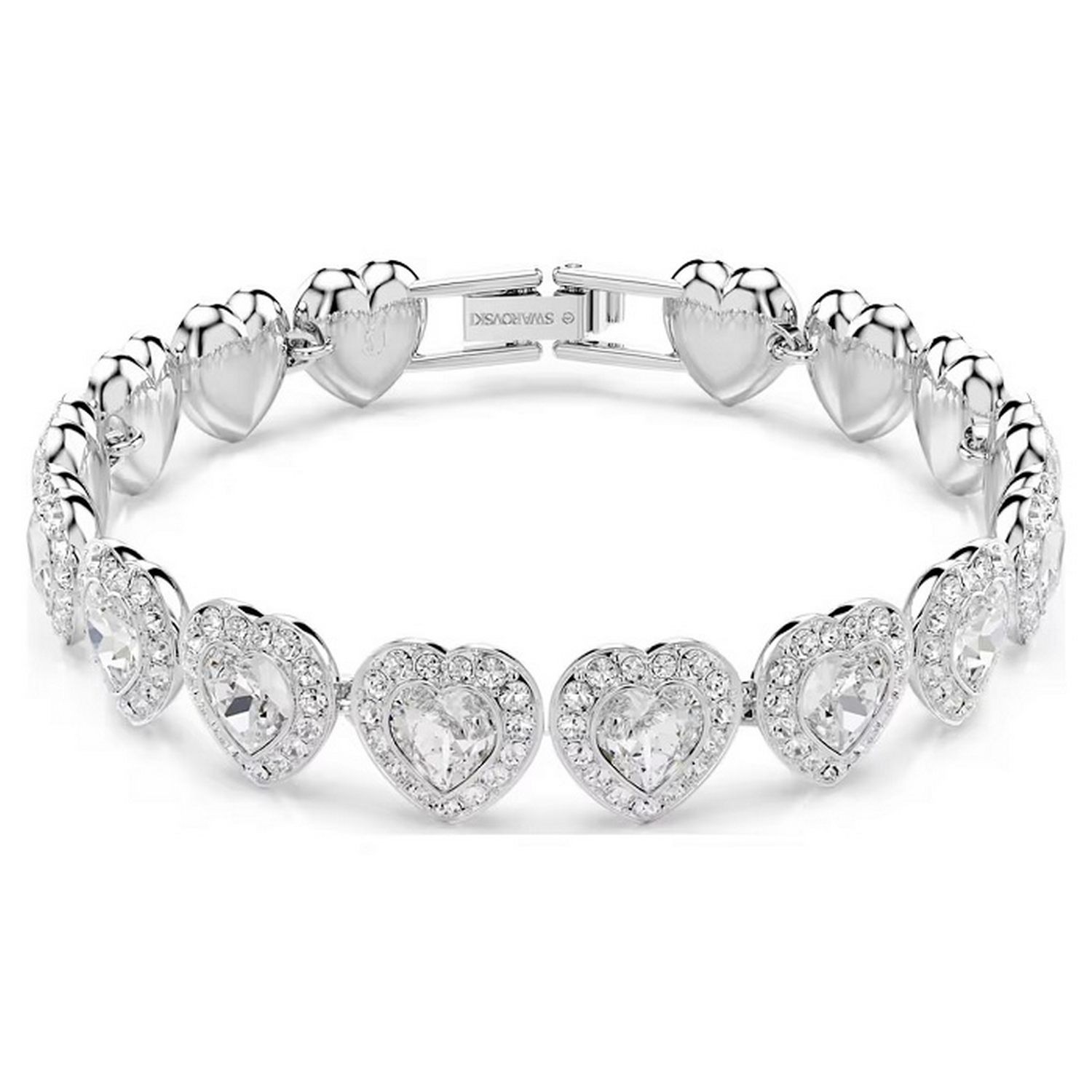 Swarovski armbånd Ariana Grande x Swarovski Tennis bracelet Mixed cuts, Heart, White, Rhodium plated - 5720860