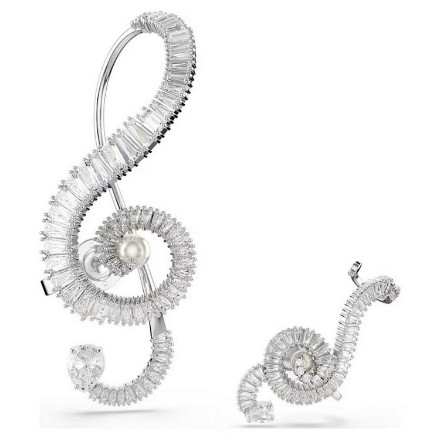 Swarovski øredobber Ariana Grande x Swarovski clip earrings Asymmetrical design, Crystal pearl, Baguette cut, White, Rhodium plated - 5720866 Swarovski øredobber Ariana Grande x Swarovski clip earrings Asymmetrical design, Crystal pearl, Baguette cut, White, Rhodium plated - 5720866