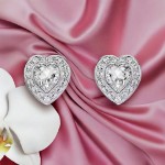 Swarovski øredobber Ariana Grande x Swarovski stud earrings Mixed cuts, Heart, White, Rhodium plated - 5720859