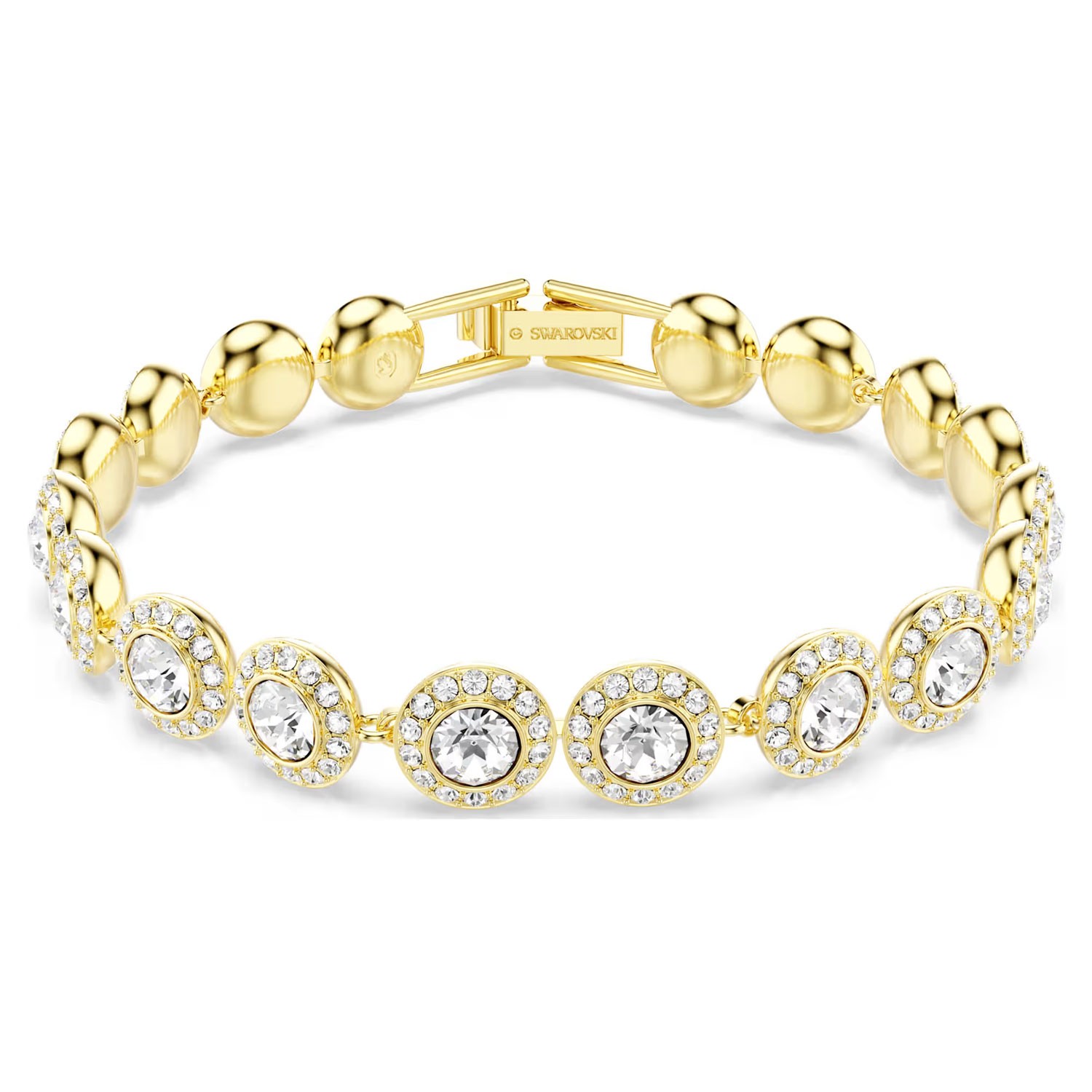 Swarovski armbånd Una Angelic Tennis bracelet Round cut, Pavé, Medium, White, Gold-tone plated - 5505469