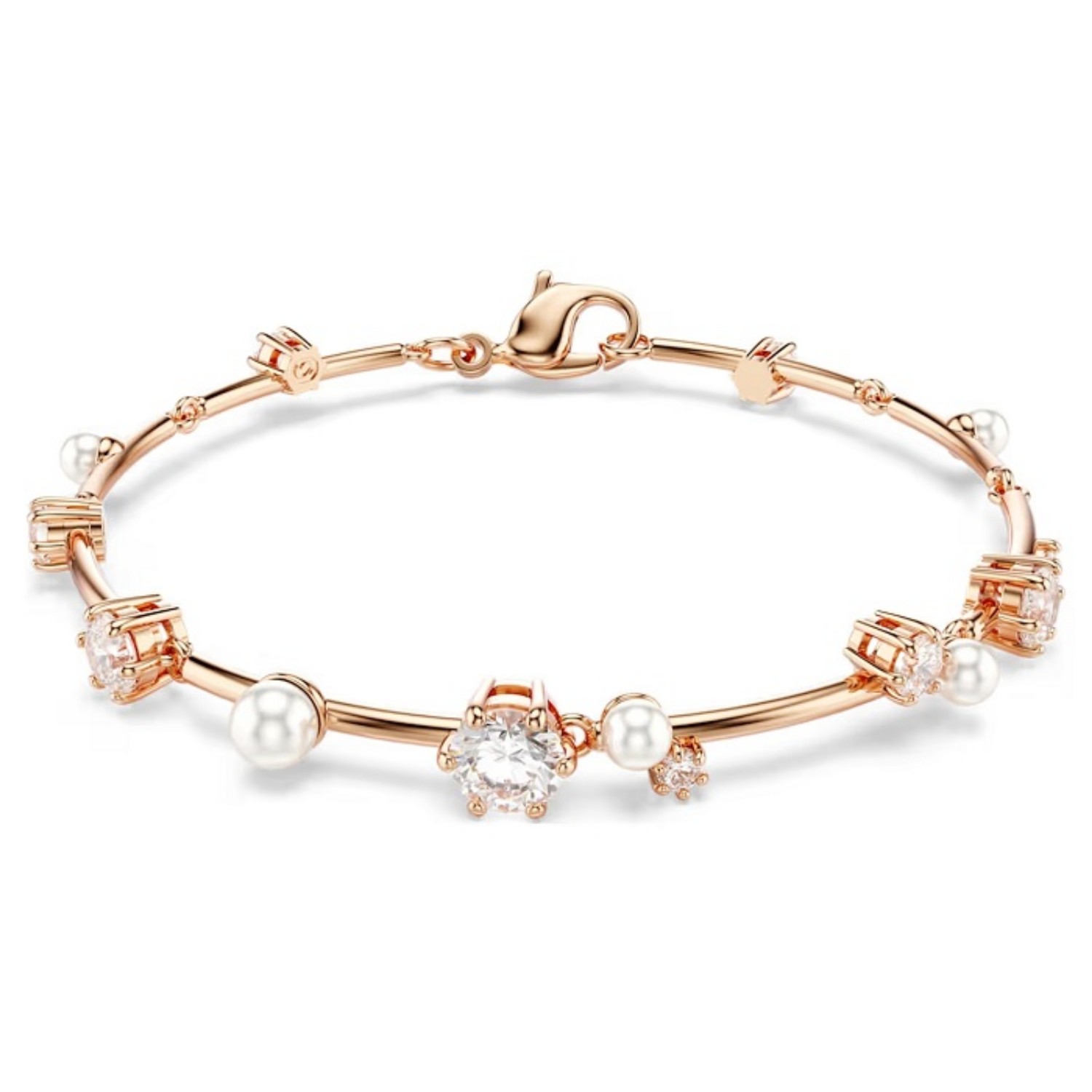 Swarovski armbånd Constella Tennis bracelet Crystal pearl, Round cuts, White, Rose gold-tone plated - 5729505