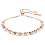 Swarovski armbånd Matrix Tennis bracelet Crystal pearl, Round cuts, White, Rose gold-tone plated - 5729506