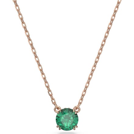 Swarovski smykke Stilla pendant Round cut, Green, Rose gold-tone plated - 5639753 Swarovski smykke Stilla pendant Round cut, Green, Rose gold-tone plated - 5639753