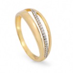 Gullring i 14 kt gull med zirkonia - bur594085