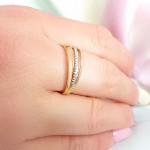 Gullring i 14 kt gull med zirkonia - bur594085