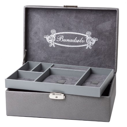 Smykkeskrin bunadskrin 305 x210x105mm, grå/grå - 3463750 Smykkeskrin bunadskrin 305 x210x105mm, grå/grå - 3463750