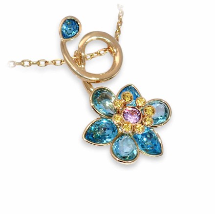 Swarovski smykke Idyllia pendant Mixed cuts, Flower, Blue, Gold-tone plated - 5709029 Swarovski smykke Idyllia pendant Mixed cuts, Flower, Blue, Gold-tone plated - 5709029