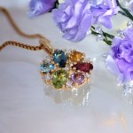 Gullsmykke med edelstener og diamanter - BUR260329