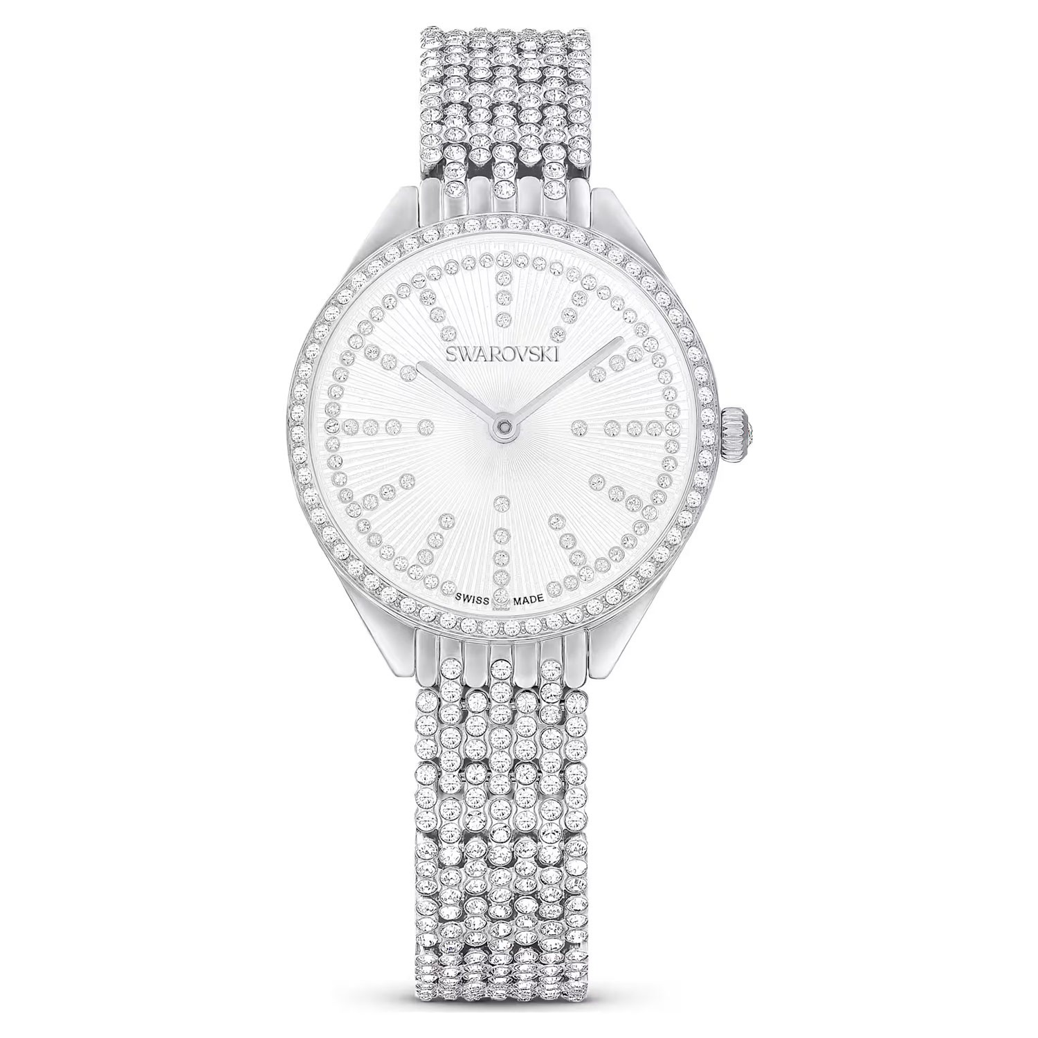 Swarovski klokke Attract Swiss Made, Full pavé, Crystal bracelet, Silver tone, Stainless steel - 5644062