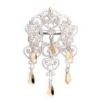 Barnesølje i hvit  og forgylt sølv