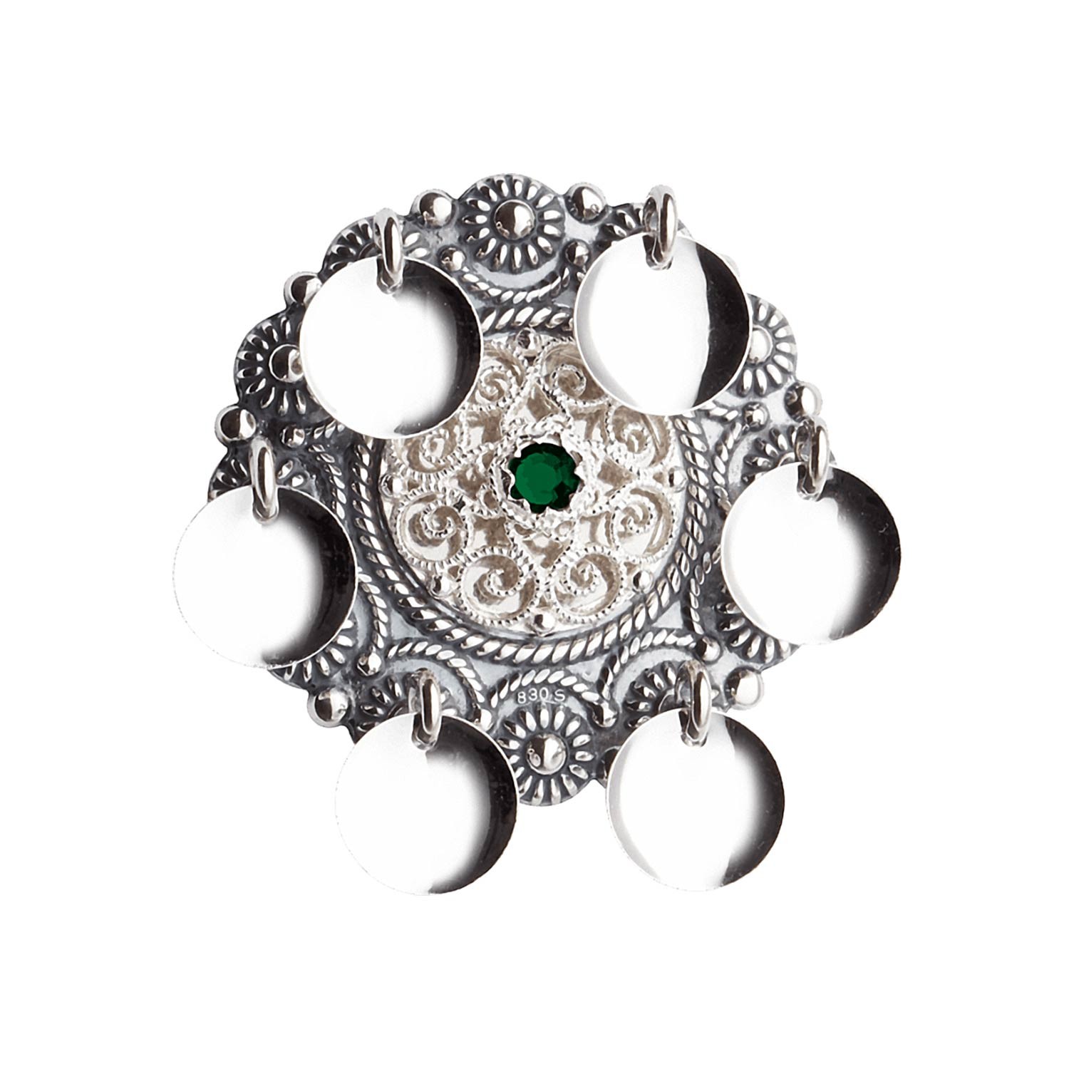 Sølje, oksidert m. grøn stein - 106208