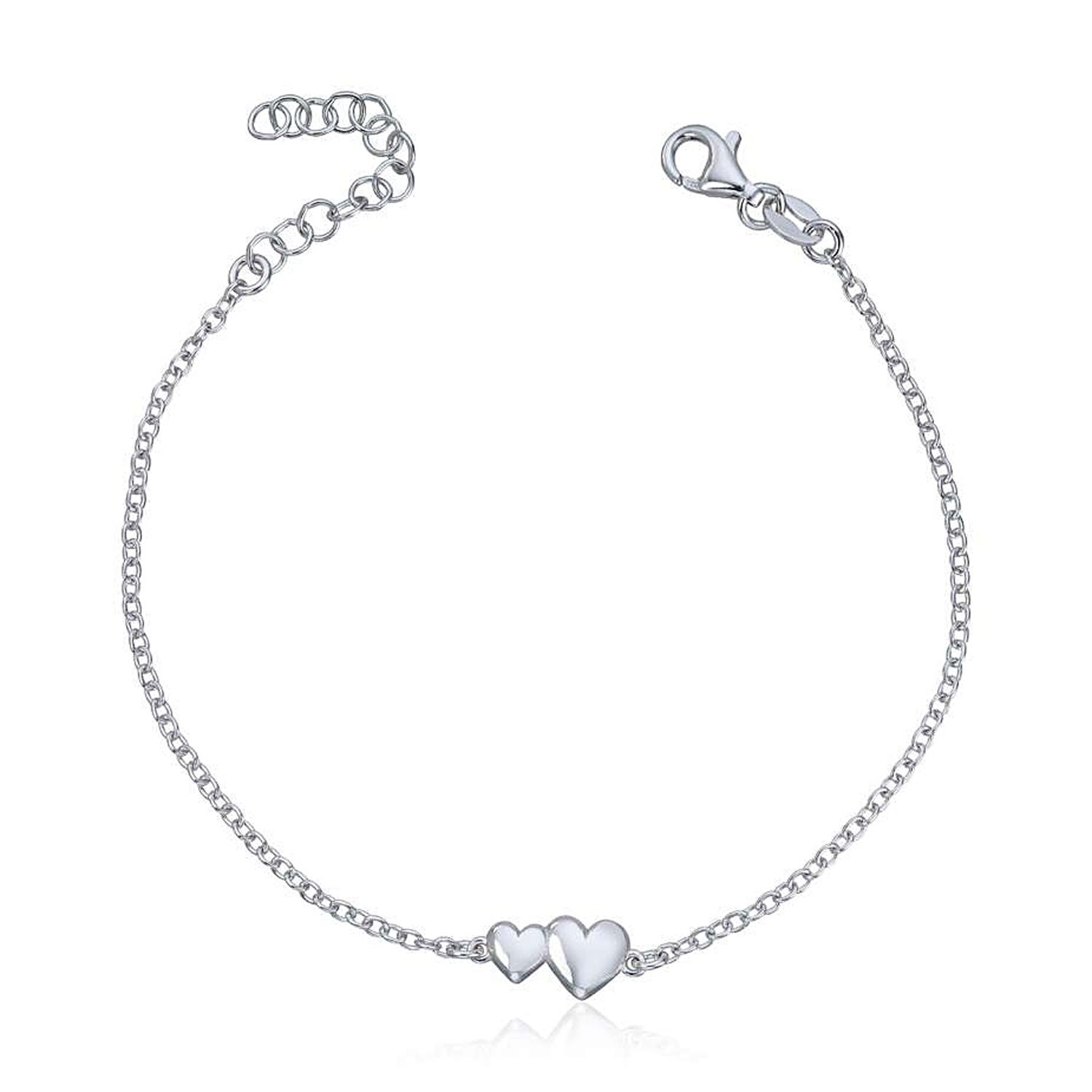 Armbånd med hjerte i rhodinert sølv 925 - 3037817