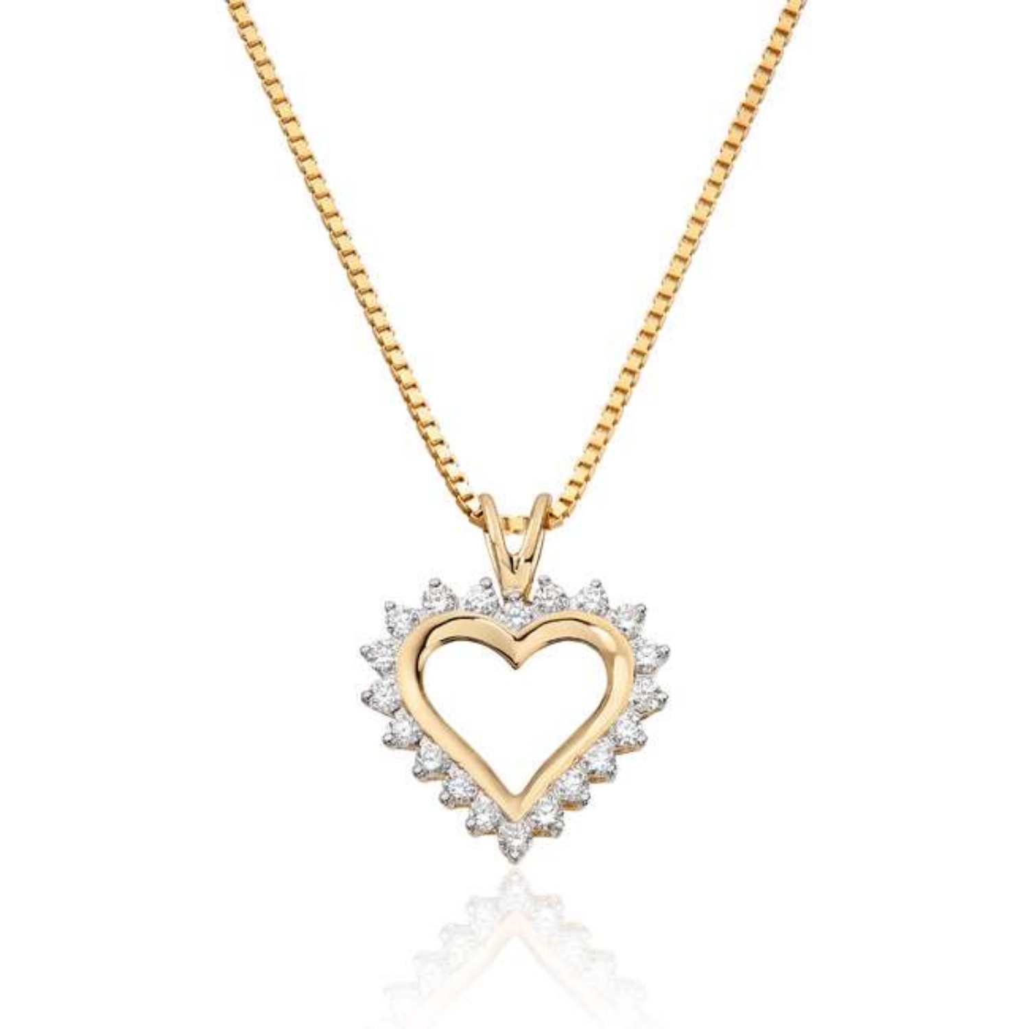 Diamantsmykke hjerte 0.26ct WSI diamanter i gult gull - 27416