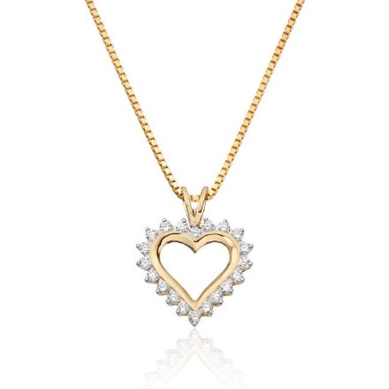 Diamantsmykke hjerte 0.26ct WSI diamanter i gult gull - 27416 Diamantsmykke hjerte 0.26ct WSI diamanter i gult gull - 27416