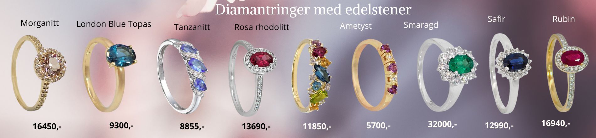 Diamantringer  og edelstener