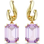 Swarovski øredobber Millenia drop earrings Octagon cut, Purple, Gold-tone plated - 5694784