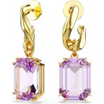 Swarovski øredobber Millenia drop earrings Octagon cut, Purple, Gold-tone plated - 5694784