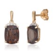 Diamant øredobber i gull 14 kt med røkkvarts og 0,03ct WSI diamanter - 47687