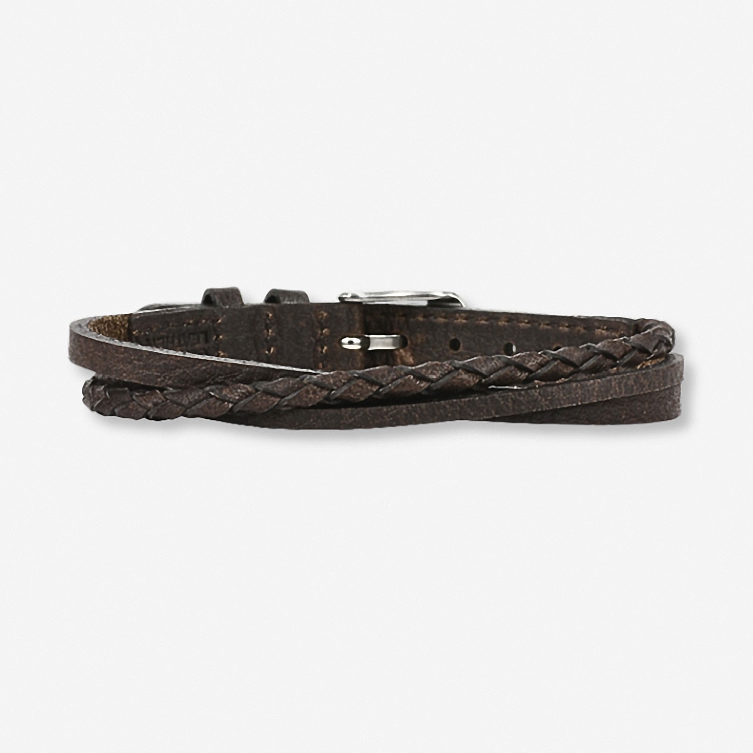 Armbånd ERIC brun skinn i stål 16,5-21,5 cm / 10 mm - 362648