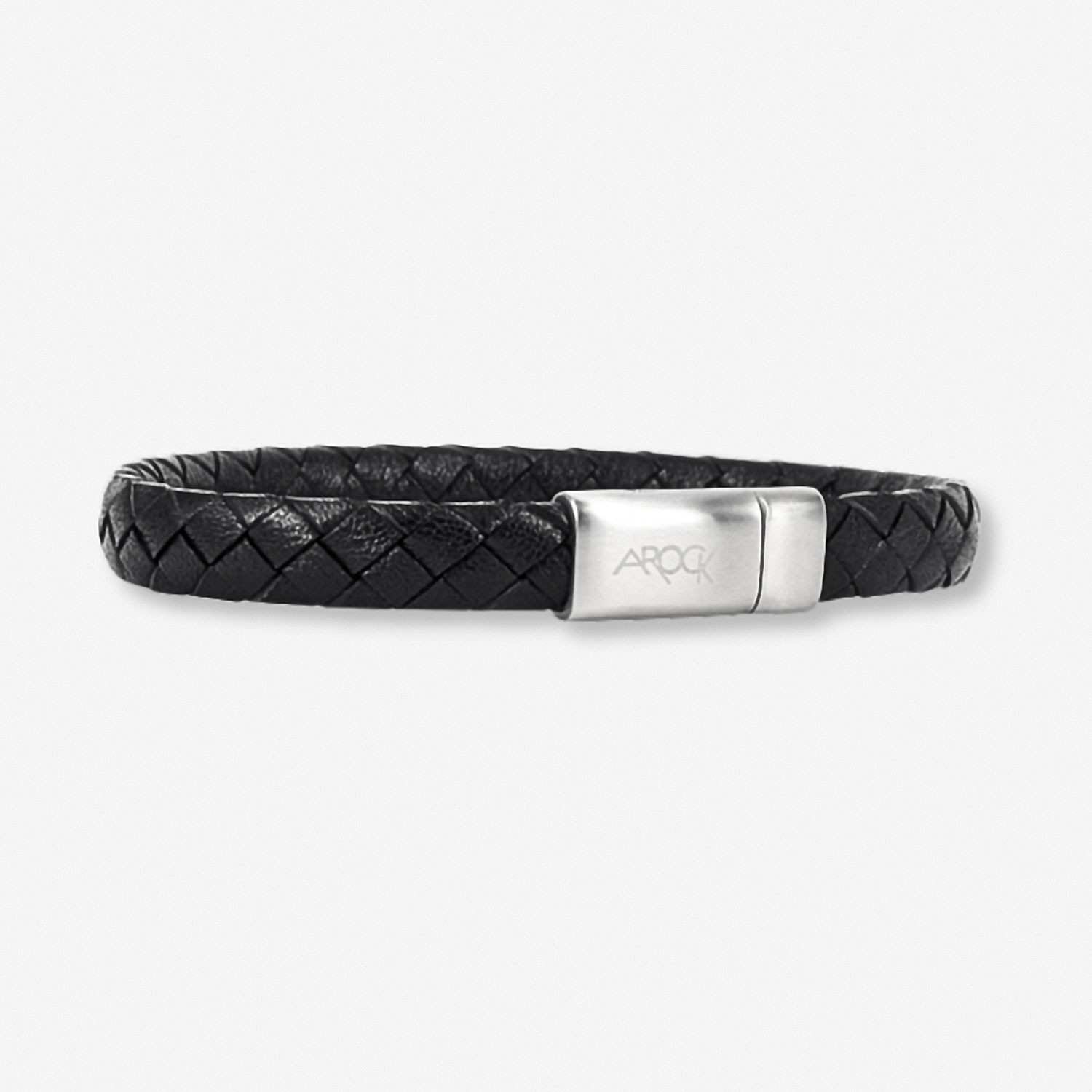 Armbånd MARC svart skinn i stål 20 cm / 8 mm - 362600