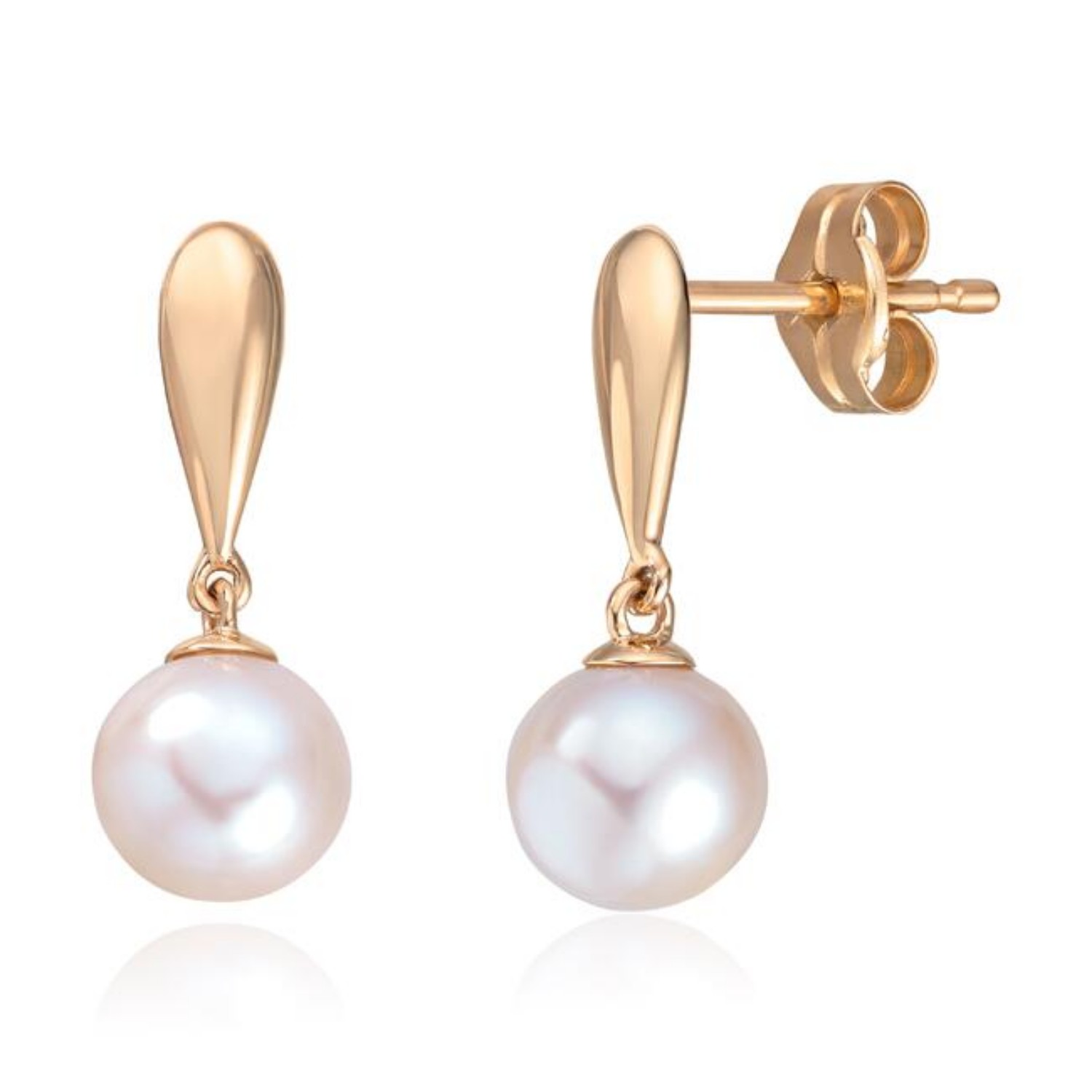 Øredobber i14K gult gull med FV Perle - 47646