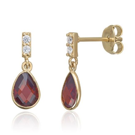 Gulløredobber i gult gull 14 kt med granat og zirkonia - 47590 Gulløredobber i gult gull 14 kt med granat og zirkonia - 47590