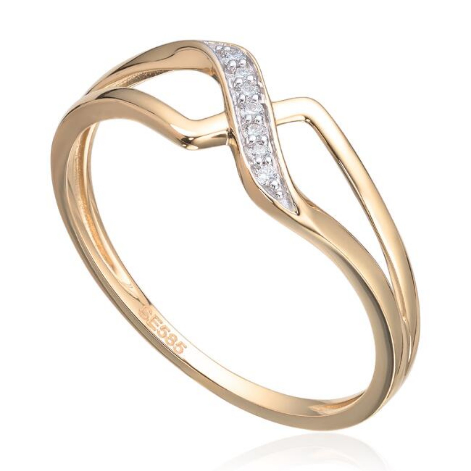 Diamantring i 14kt gult gull med 0,032 ct W-Si - 57568