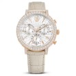Swarovski klokke Matrix Tennis Chrono watch, Swiss Made, Leather strap, Beige, Rose gold-tone finish - 5702849