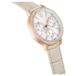Swarovski klokke Matrix Tennis Chrono watch, Swiss Made, Leather strap, Beige, Rose gold-tone finish - 5702849