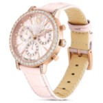 Swarovski klokke Matrix Tennis Chrono watch Swiss Made, Leather strap, Pink, Rose gold-tone finish - 5698300