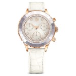 Swarovski klokke Octea Chrono watch Swiss Made, Leather strap, White, Rose gold-tone finish - 5671150