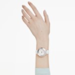 Swarovski klokke Octea Chrono watch Swiss Made, Leather strap, White, Rose gold-tone finish - 5671150