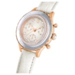 Swarovski klokke Octea Chrono watch Swiss Made, Leather strap, White, Rose gold-tone finish - 5671150