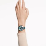 Swarovski klokke Octea Chrono watch Swiss Made, Leather strap, Green, Rose gold-tone finish - 5672931