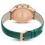 Swarovski klokke Octea Chrono watch Swiss Made, Leather strap, Green, Rose gold-tone finish - 5672931
