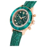 Swarovski klokke Octea Chrono watch Swiss Made, Leather strap, Green, Rose gold-tone finish - 5672931