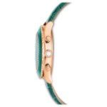 Swarovski klokke Octea Chrono watch Swiss Made, Leather strap, Green, Rose gold-tone finish - 5672931