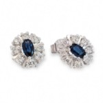 Diamantøredobber i gull 14 kt med 0,24 ct W-SI og safir - 764341s