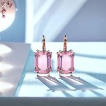 Swarovski øredobber Millenia drop earrings Octagon cut, Pink, Rose gold-tone plated - 5619502