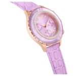 Swarovski klokke Octea Chrono watch Swiss Made, Leather strap, Purple, Rose gold-tone finish - 5690804