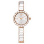Swarovski klokke Matrix Bangle watch Swiss Made, Crystal bracelet, White, Rose gold-tone finish - 5677484
