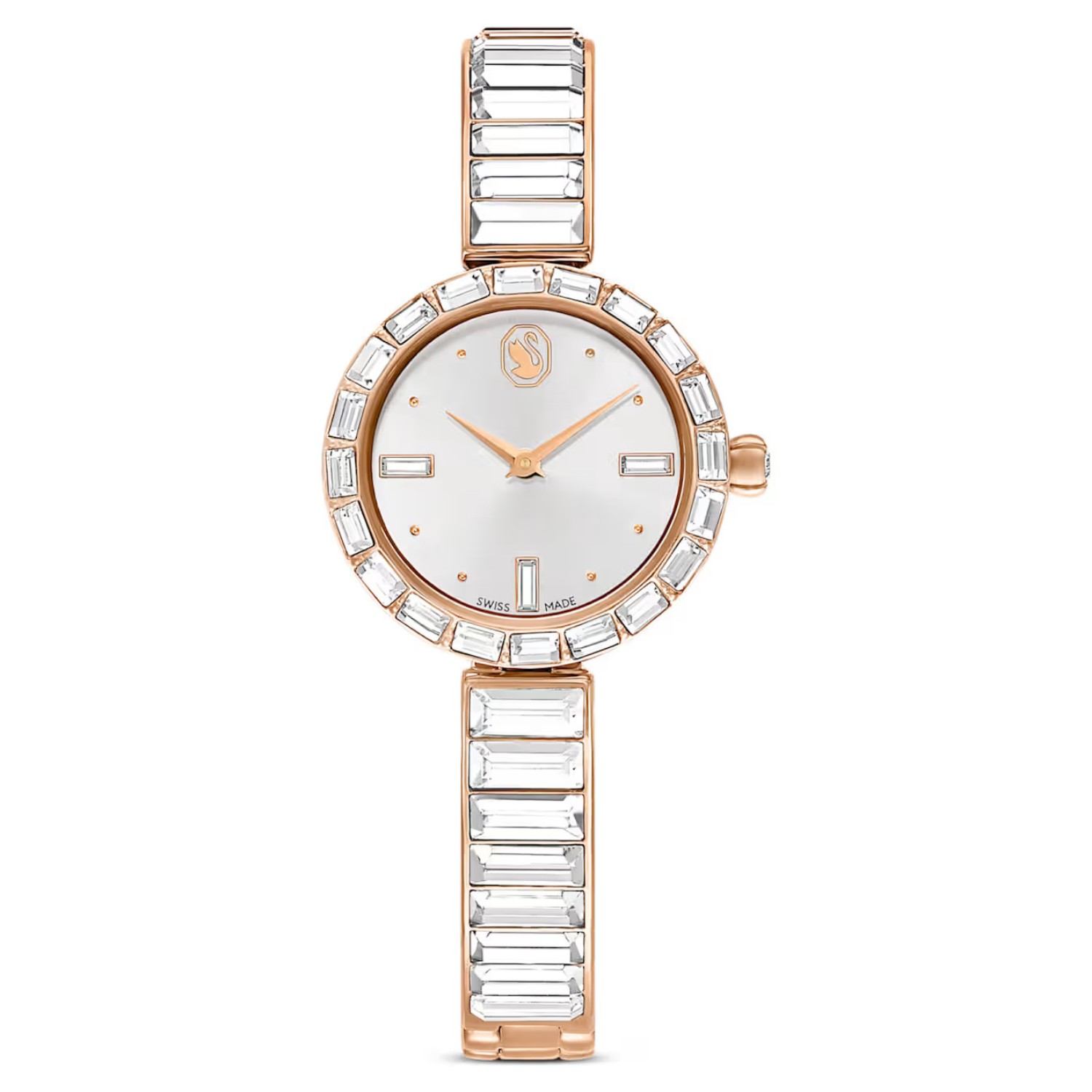 Swarovski klokke Matrix Bangle watch Swiss Made, Crystal bracelet, White, Rose gold-tone finish - 5677484