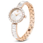 Swarovski klokke Matrix Bangle watch Swiss Made, Crystal bracelet, White, Rose gold-tone finish - 5677484